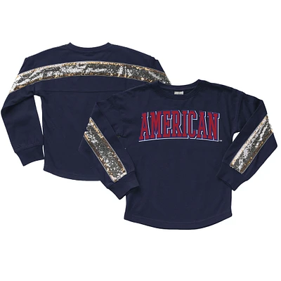 Girls Youth Gameday Couture Navy American University Eagles Guess Who's Back Long Sleeve T-Shirt