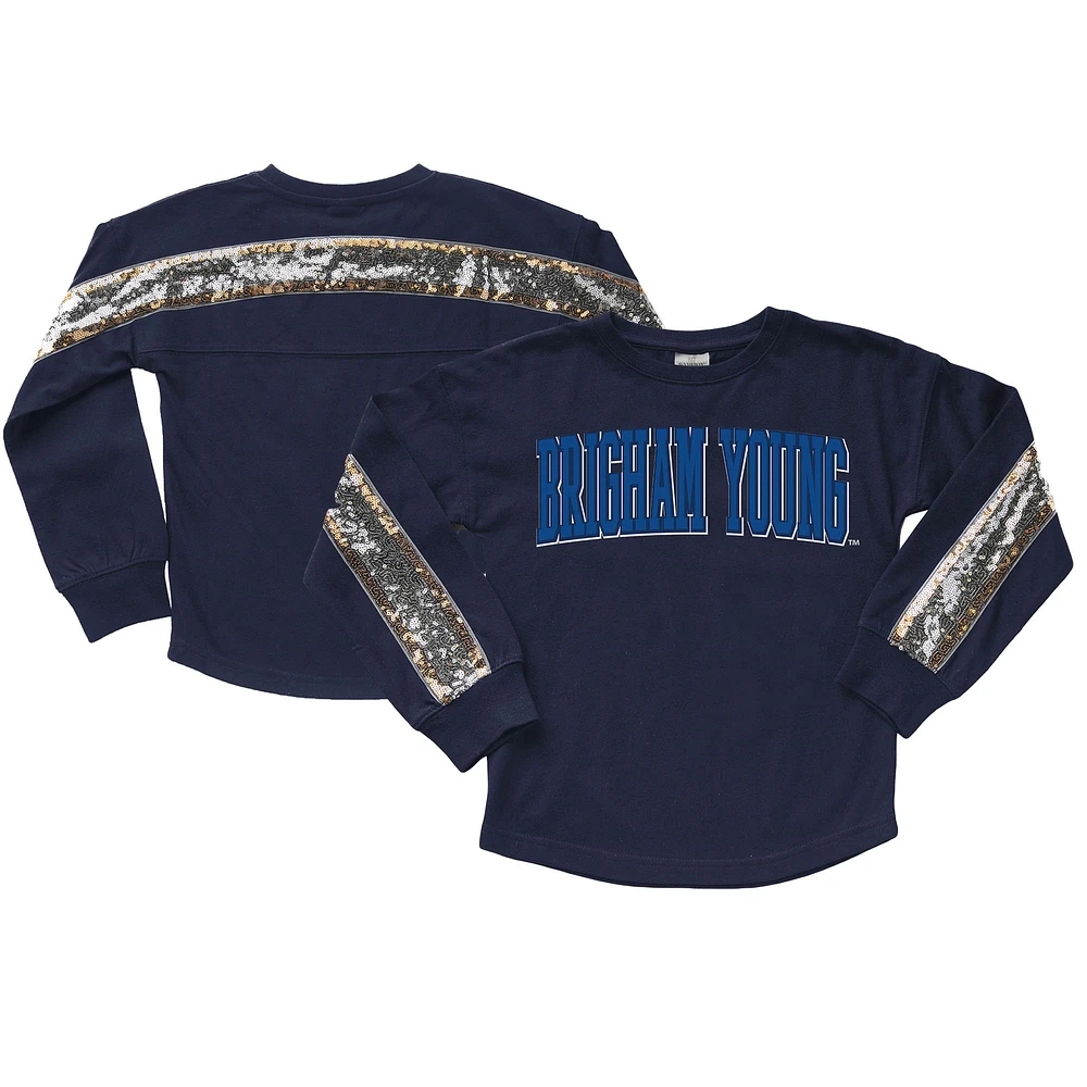 Girls Youth Gameday Couture Navy BYU Cougars Guess Who's Back Long Sleeve T-Shirt