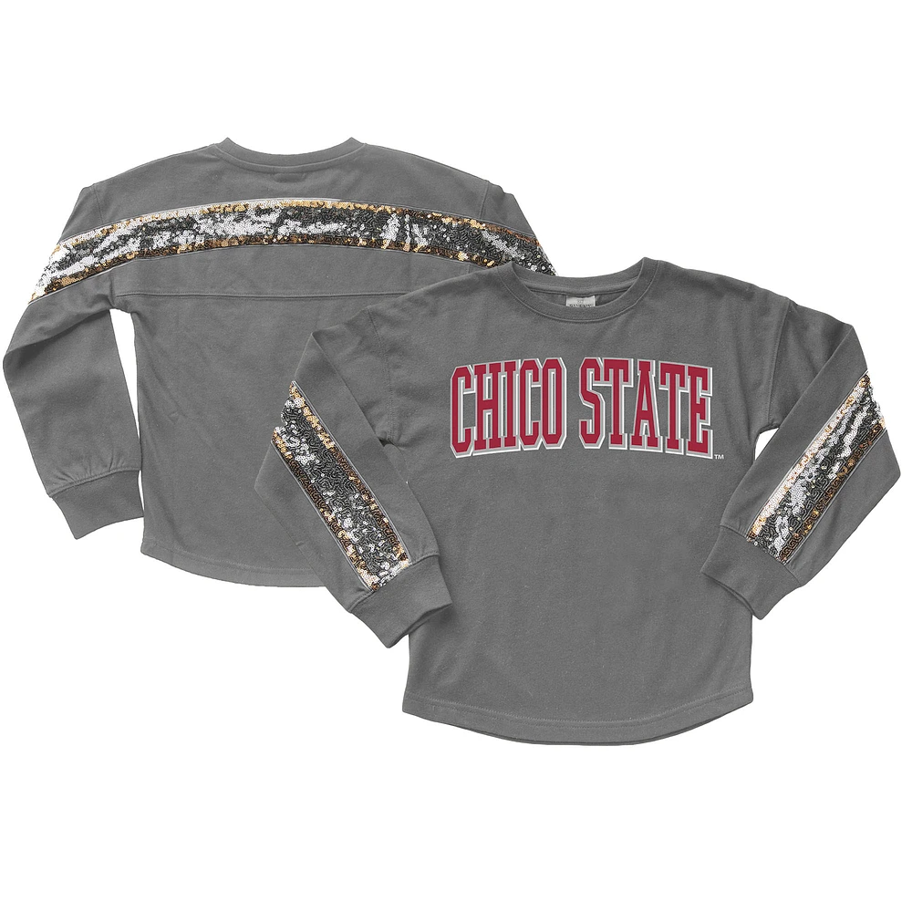 Girls Youth Gameday Couture Gray Cal State Chico Wildcats Guess Who's Back Long Sleeve T-Shirt