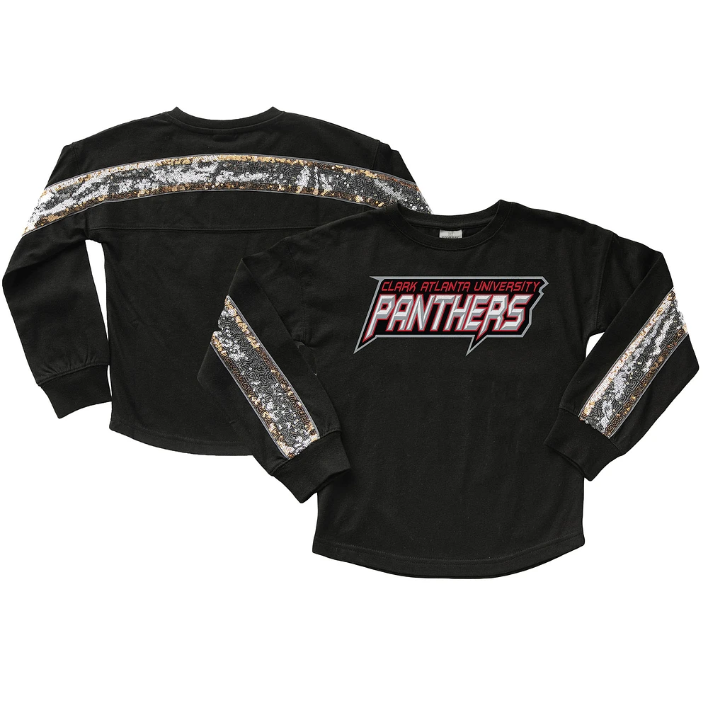 Girls Youth Gameday Couture Black Clark Atlanta University Panthers Guess Who's Back Long Sleeve T-Shirt