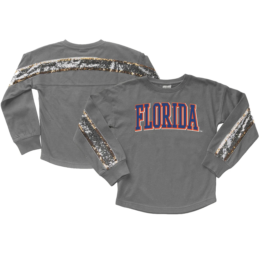 Girls Youth Gameday Couture Gray Florida Gators Guess Who's Back Long Sleeve T-Shirt
