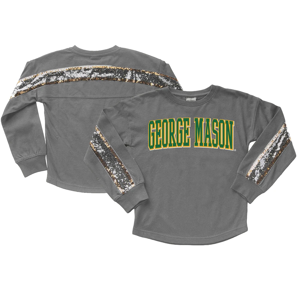 Girls Youth Gameday Couture Gray George Mason Patriots Guess Who's Back Long Sleeve T-Shirt