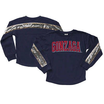 Girls Youth Gameday Couture Navy Gonzaga Bulldogs Guess Who's Back Long Sleeve T-Shirt