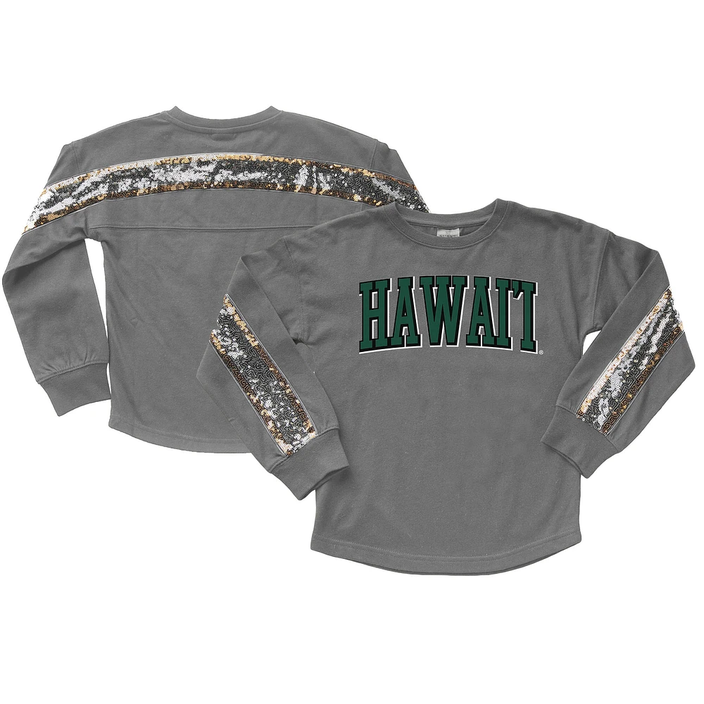 Girls Youth Gameday Couture Gray Hawaii Warriors Guess Who's Back Long Sleeve T-Shirt