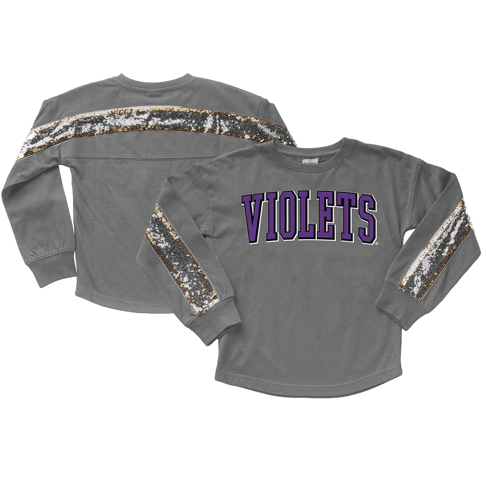 Girls Youth Gameday Couture Gray NYU Violets Guess Who's Back Long Sleeve T-Shirt