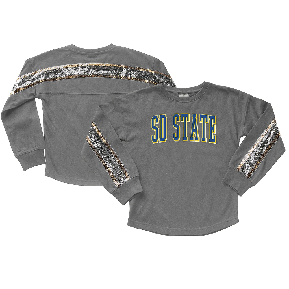 Girls Youth Gameday Couture Gray South Dakota State Jackrabbits Guess Who's Back Long Sleeve T-Shirt