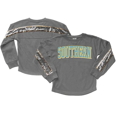 Girls Youth Gameday Couture Gray Southern University Jaguars Guess Who's Back Long Sleeve T-Shirt