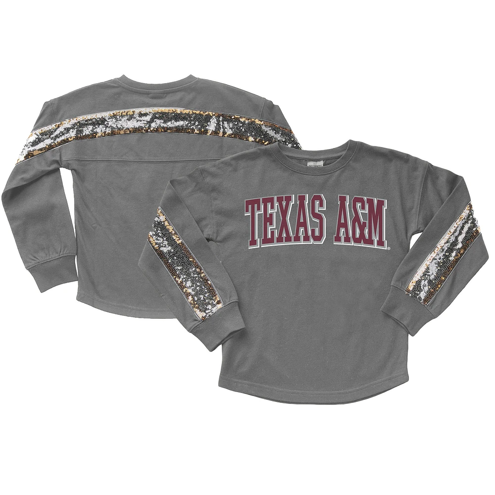Girls Youth Gameday Couture Gray Texas A&M Aggies Guess Who's Back Long Sleeve T-Shirt