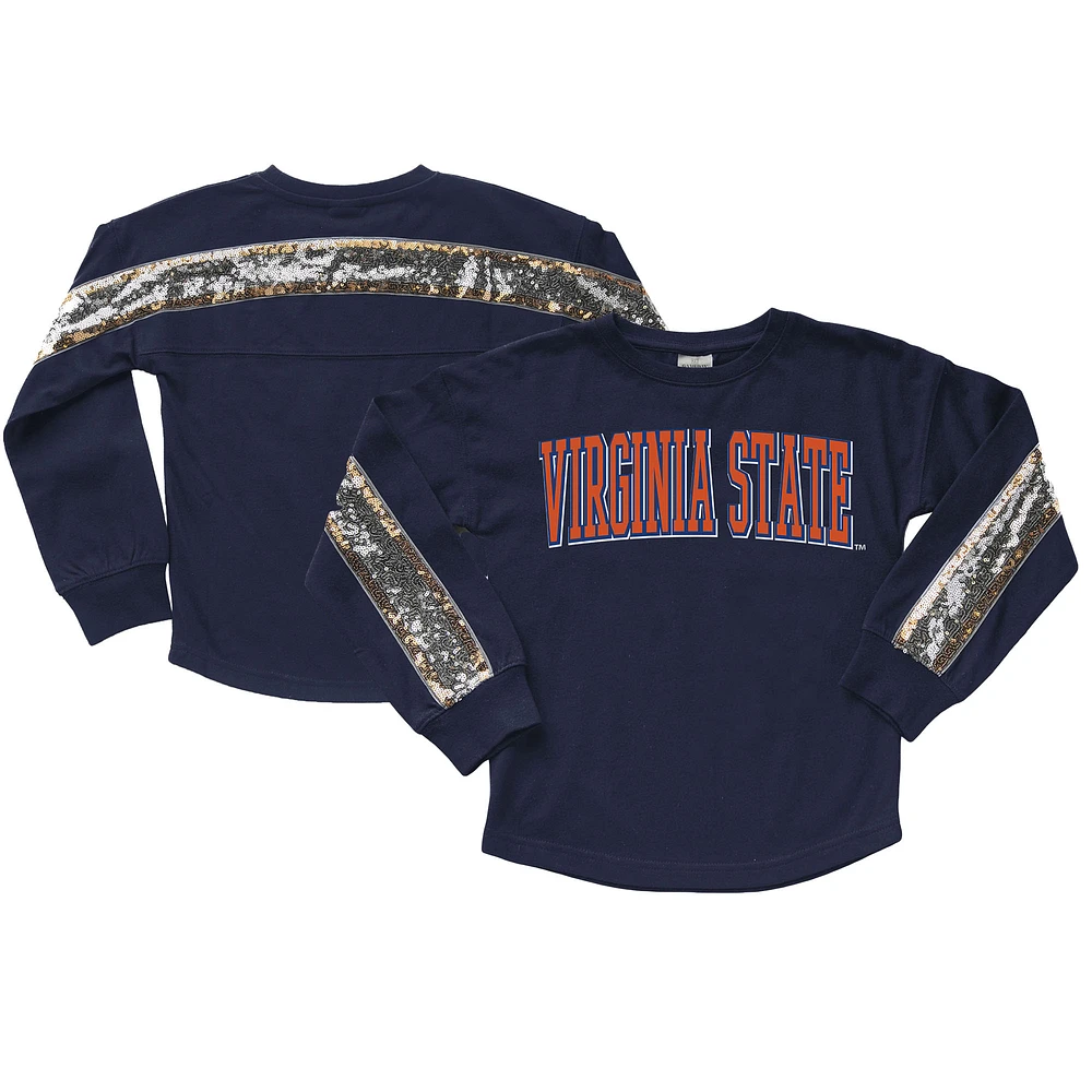 Girls Youth Gameday Couture Navy Virginia State Trojans Guess Who's Back Long Sleeve T-Shirt