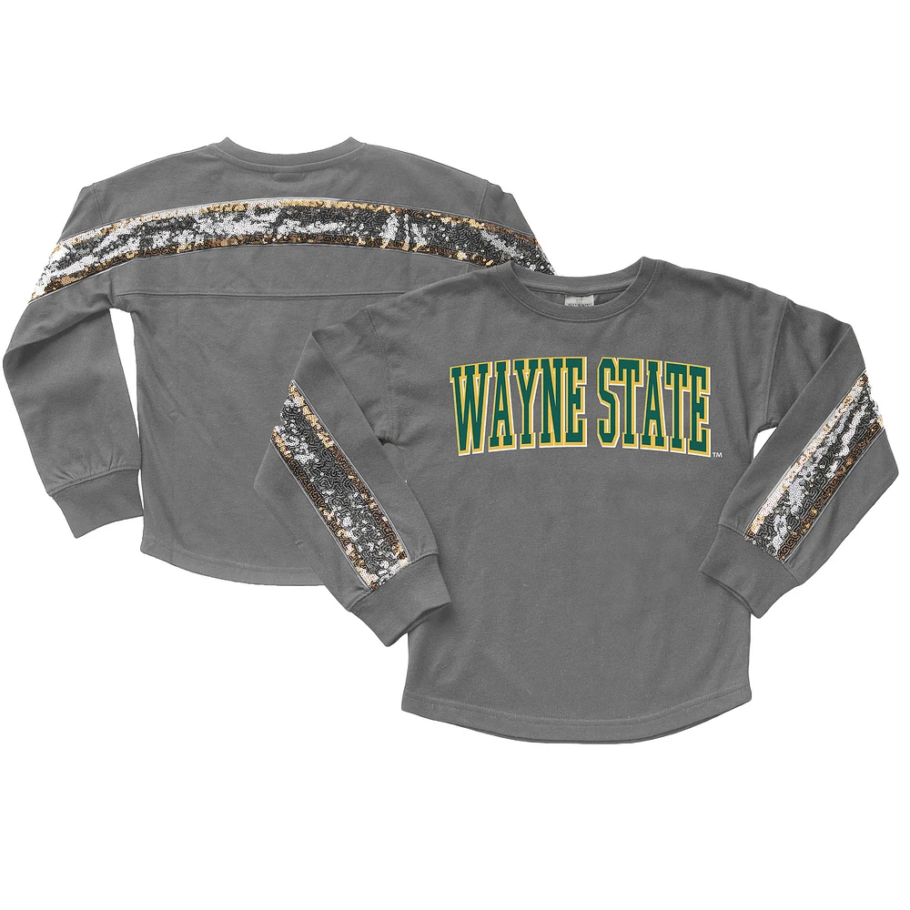 Girls Youth Gameday Couture Gray Wayne State Warriors Guess Who's Back Long Sleeve T-Shirt