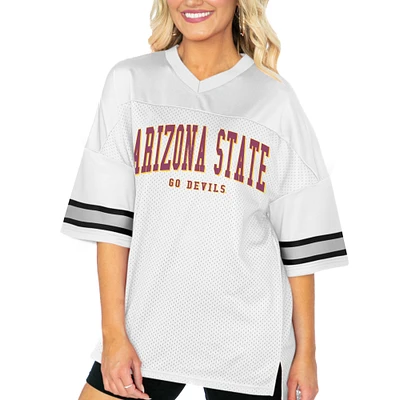 Women's Gameday Couture White Arizona State Sun Devils Option Play Oversized Mesh Fashion Jersey