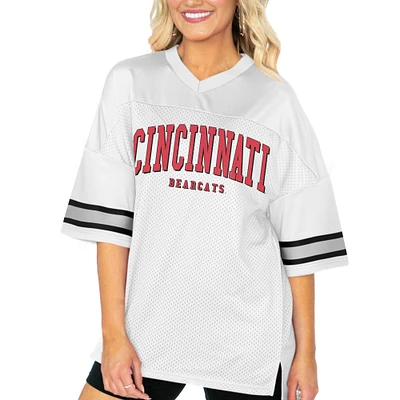 Women's Gameday Couture White Cincinnati Bearcats Option Play Oversized Mesh Fashion Jersey