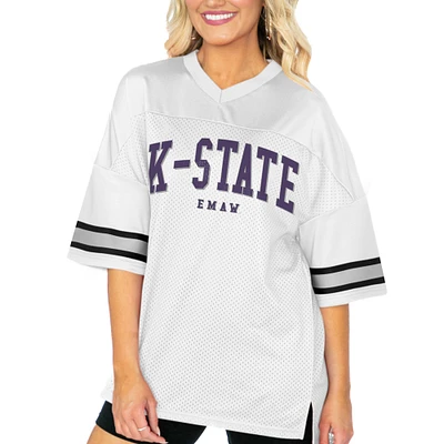 Women's Gameday Couture White Kansas State Wildcats Option Play Oversized Mesh Fashion Jersey