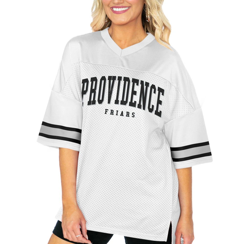 Women's Gameday Couture White Providence Friars Option Play Oversized Mesh Fashion Jersey