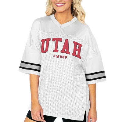 Women's Gameday Couture White Utah Utes Option Play Oversized Mesh Fashion Jersey