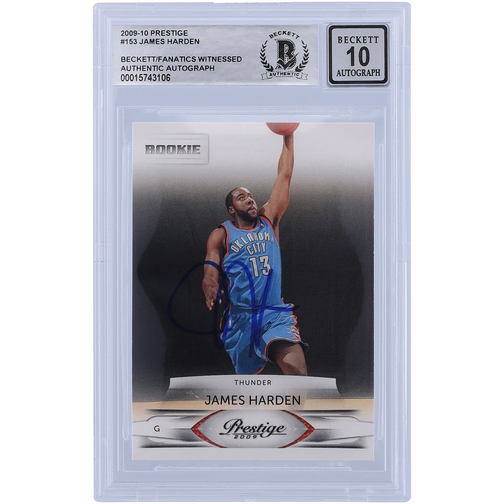 James Harden Oklahoma City Thunder Autographed 2009-10 Panini Prestige #153 Beckett Fanatics Witnessed Authenticated 10 Rookie Card