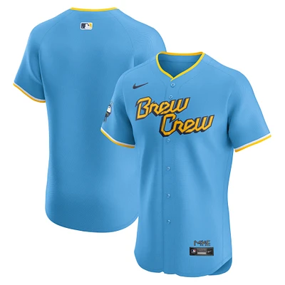 Men's Nike Powder Blue Milwaukee Brewers City Connect Elite Jersey