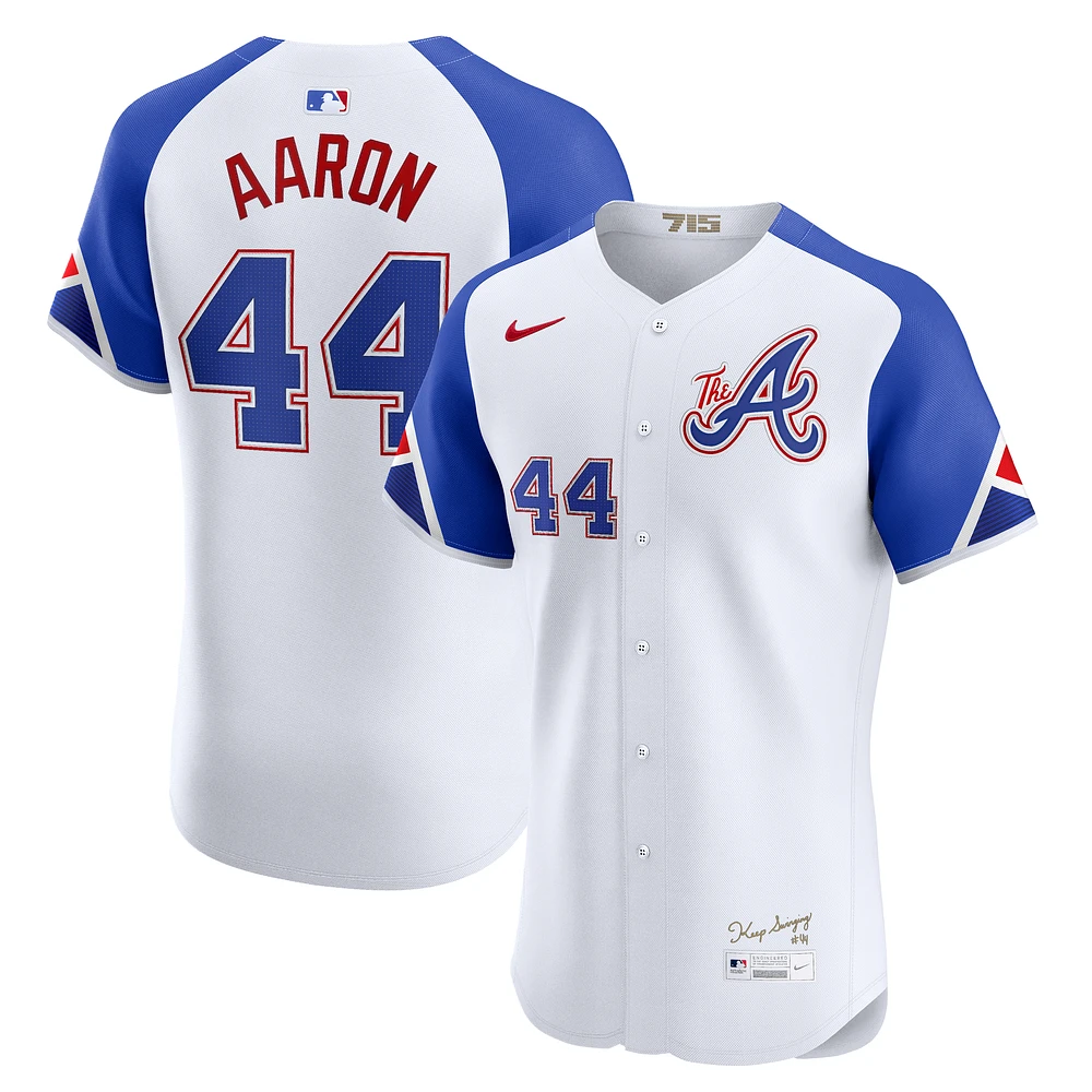 Men's Nike Hank Aaron White Atlanta Braves City Connect Elite Player Jersey
