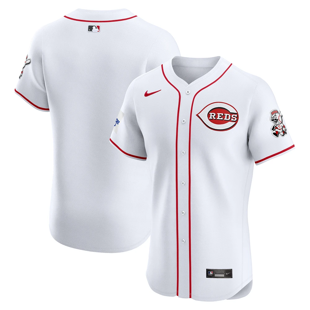 Men's Nike White Cincinnati Reds Home Elite Patch Jersey