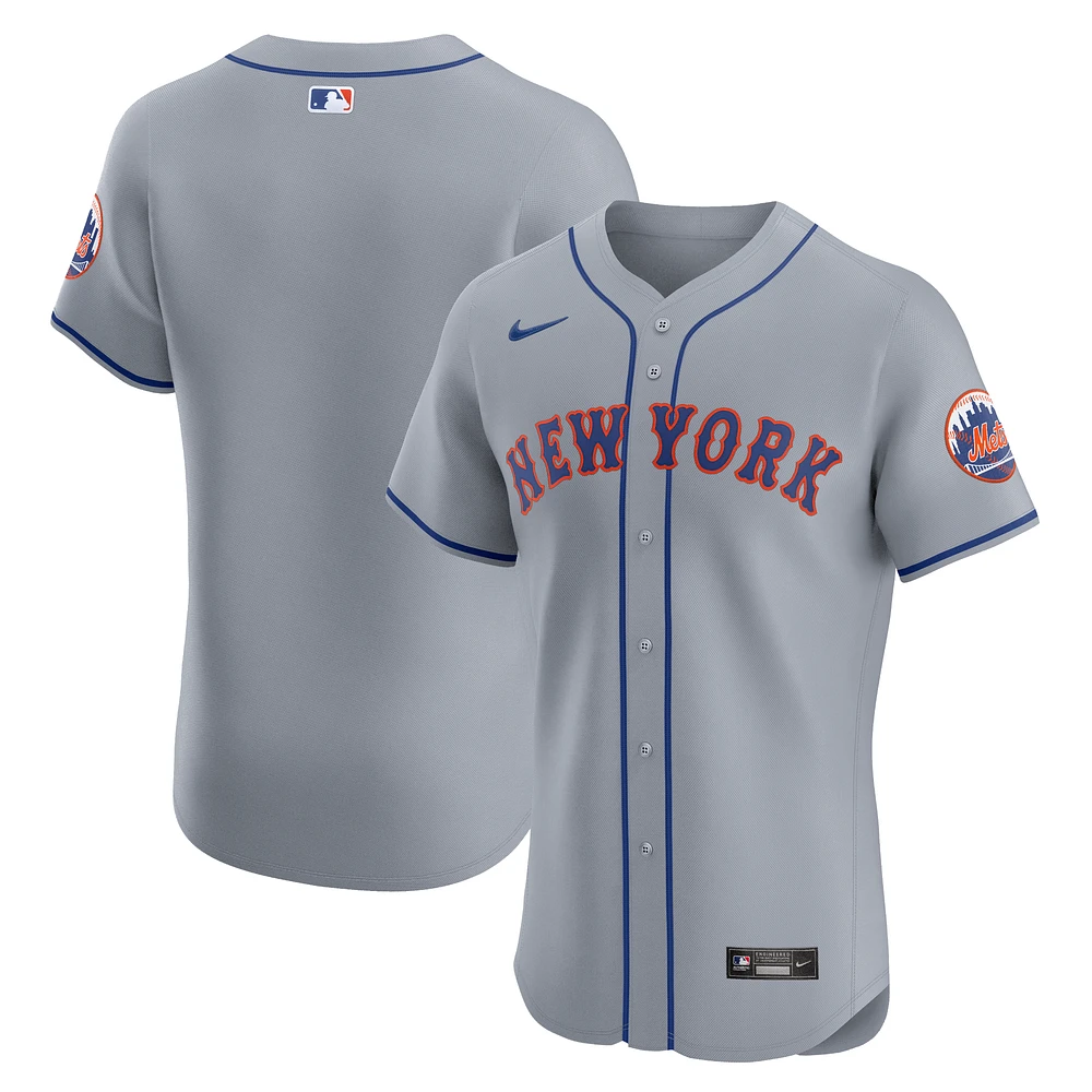 Men's Nike Gray New York Mets Road Vapor Premier Elite Patch Jersey