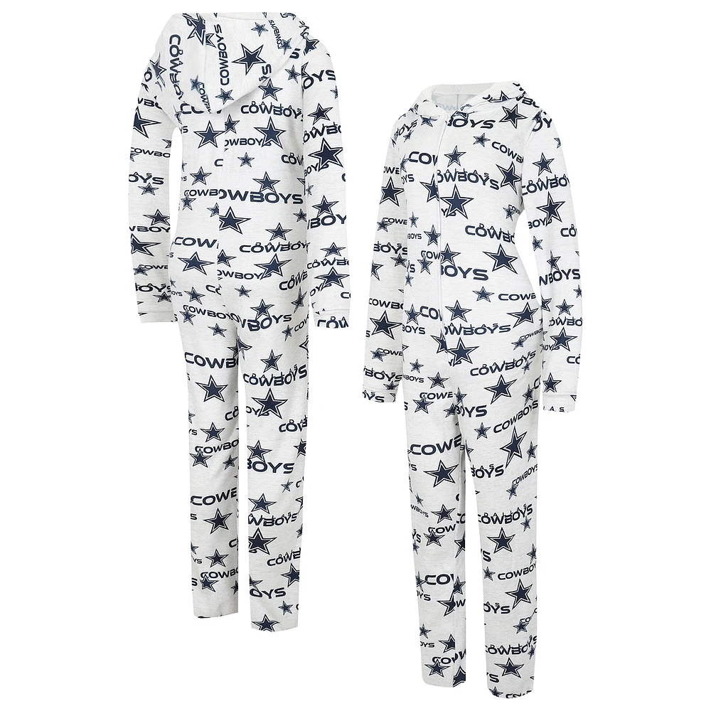 Women's Concepts Sport White Dallas Cowboys Docket Hoodie Full-Zip Union Suit