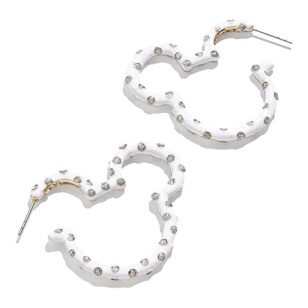 Women's BaubleBar Mickey Mouse White Polka Dot Hoop Earrings