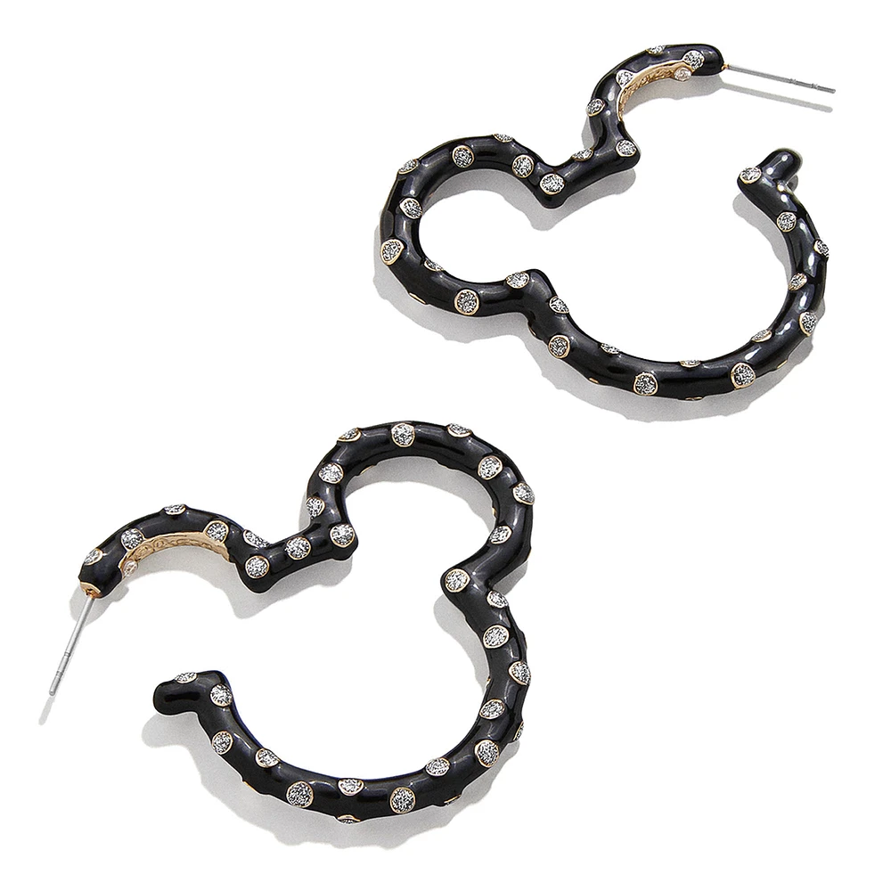 Women's BaubleBar Mickey & Friends Black Polka Dot Hoop Earrings