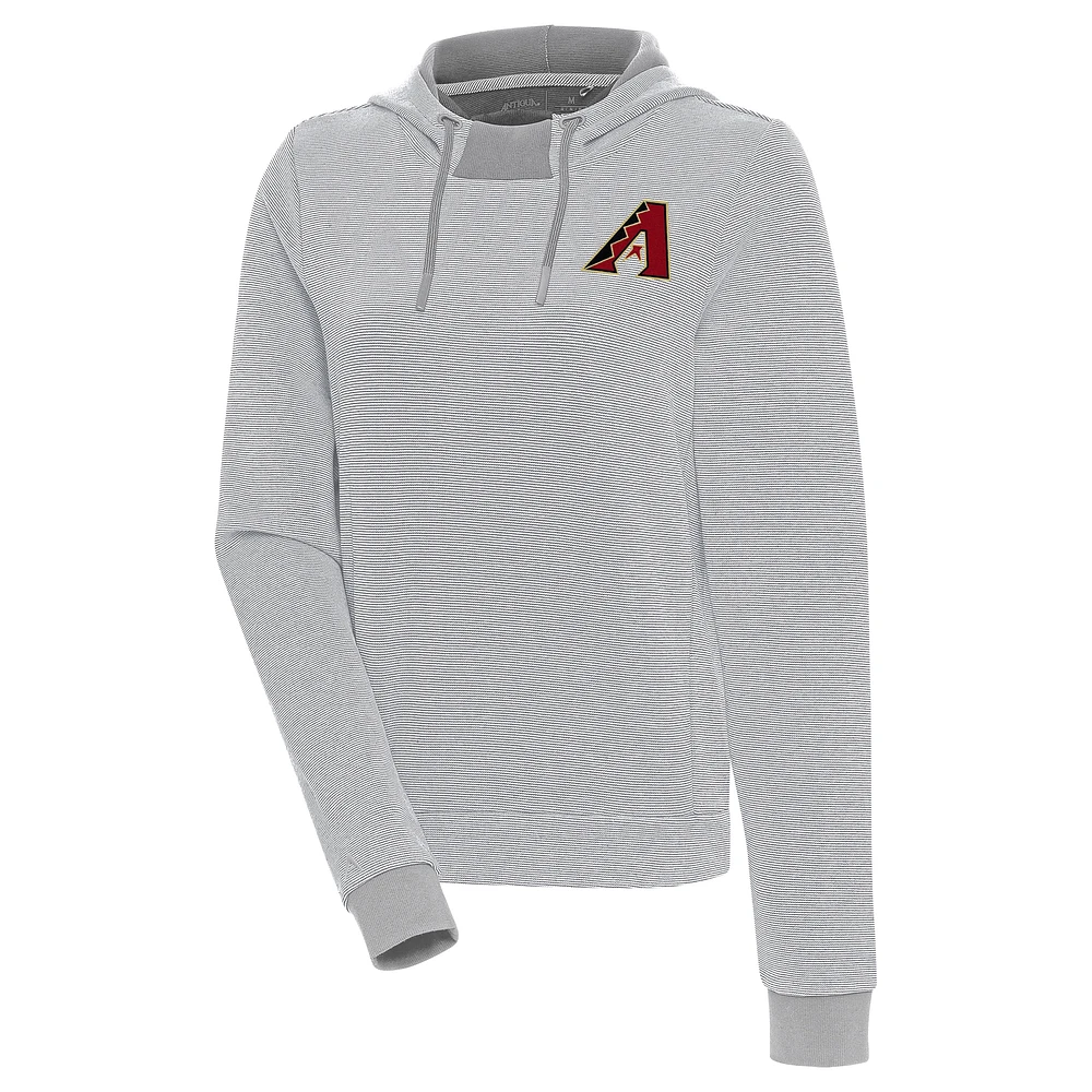 Women's Antigua Gray/White Arizona Diamondbacks Axe Bunker Tri-Blend Pullover Hoodie