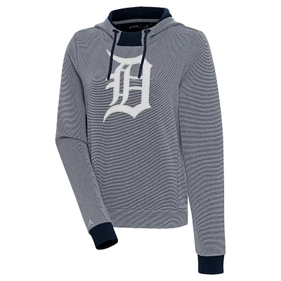Women's Antigua Navy/White Detroit Tigers Axe Bunker Tri-Blend Pullover Hoodie