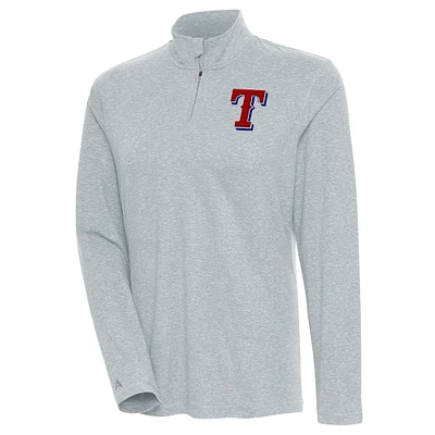 Women's Antigua Heather Gray Texas Rangers Confront Quarter-Zip Pullover Top