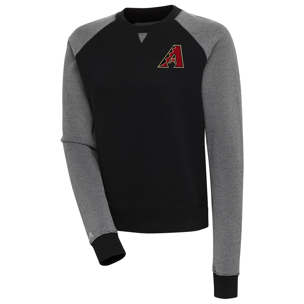 Women's Antigua Black/White Arizona Diamondbacks Flier Bunker Tri-Blend Pullover Sweatshirt