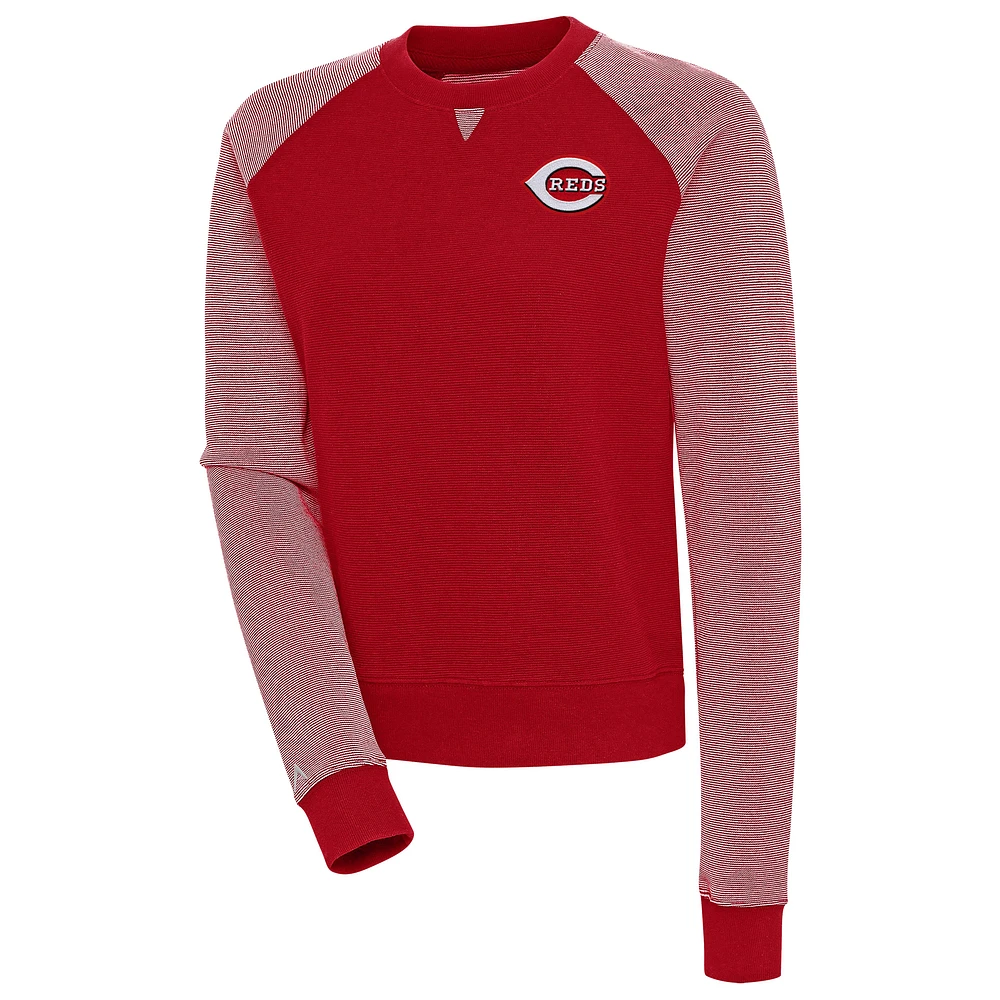 Women's Antigua Red/White Cincinnati Reds Flier Bunker Tri-Blend Pullover Sweatshirt