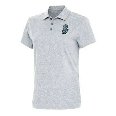 Women's Antigua Heather Gray Seattle Mariners Motivated Polo