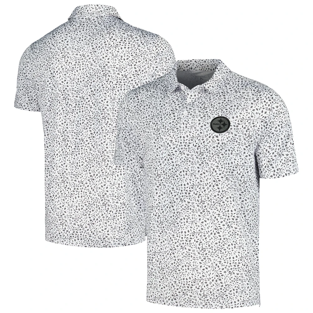 Men's Antigua White/Black Pittsburgh Steelers Motion Polo