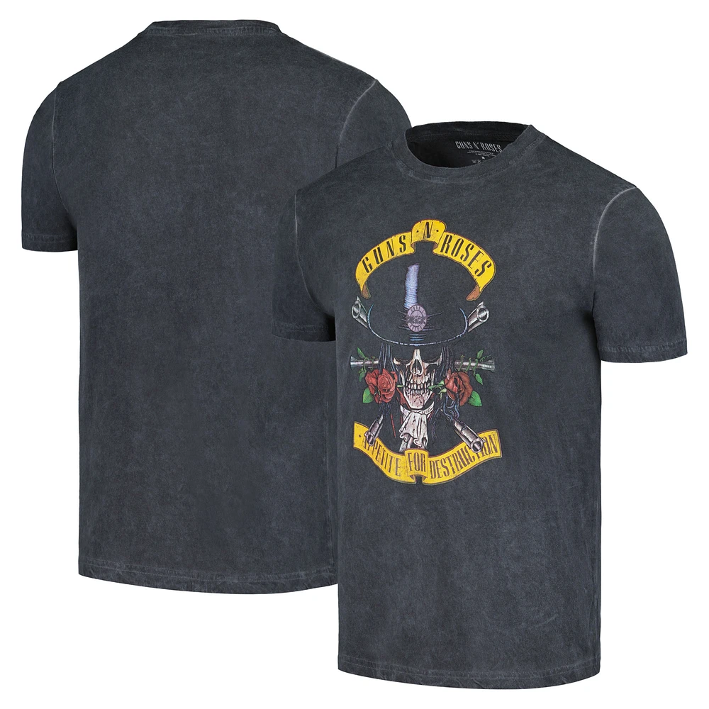 Unisex Black Guns N’ Roses Appetite Washed Dip-Dye T-Shirt