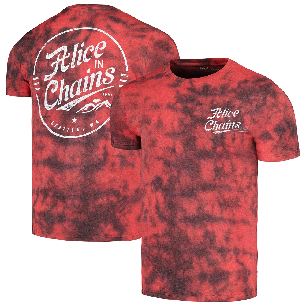 Unisex Red Alice in Chains Circle Emblem Dip-Dye T-Shirt