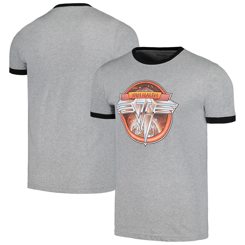 Unisex Gray Van Halen Circle Logo Ringer T-Shirt