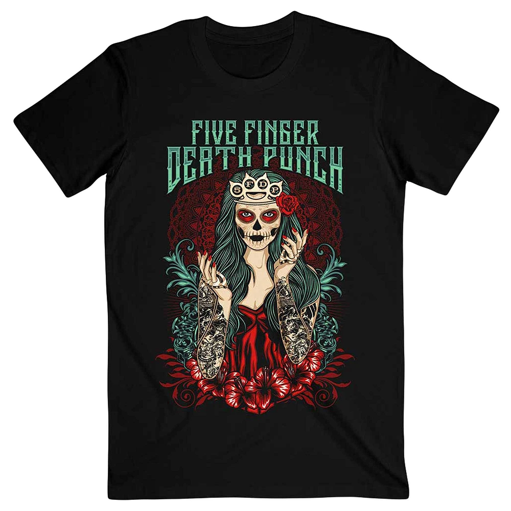 Unisex Black Five Finger Death Punch Lady Muerta T-Shirt