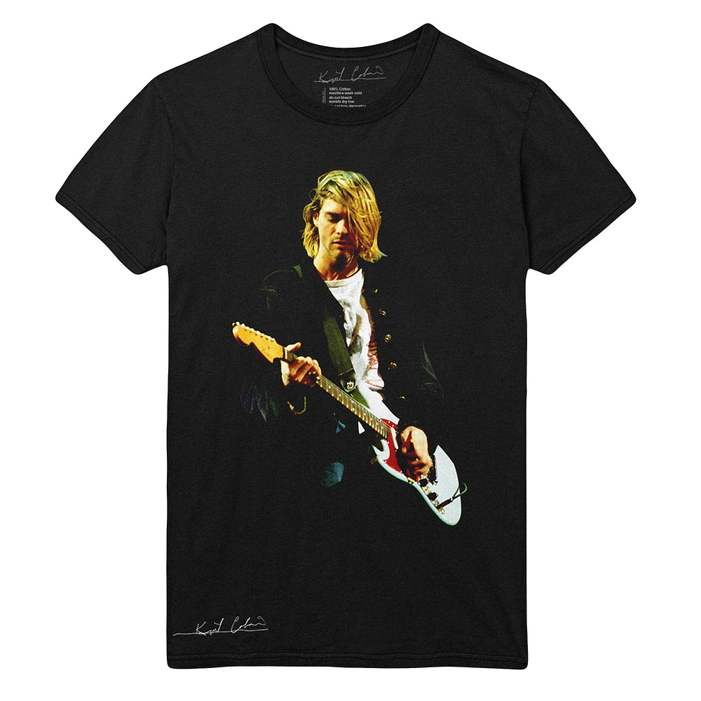 Unisex Kurt Cobain Black Nirvana Guitar Photo Color T-Shirt
