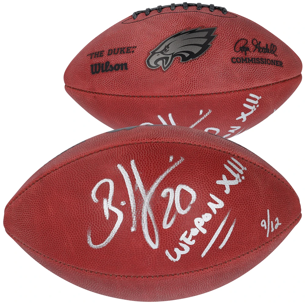 Limited Edition of 12: Brian Dawkins Philadelphia Eagles Autographed Wilson Football with Inscription