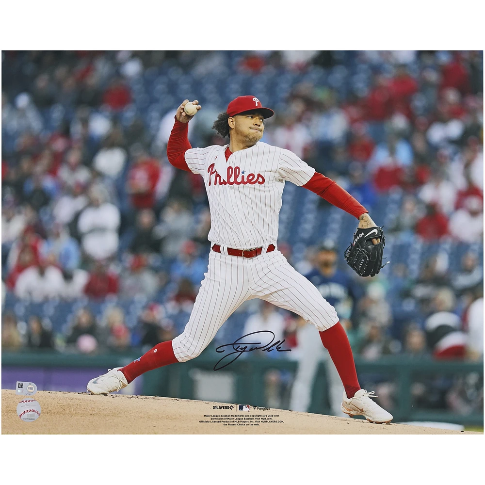Taijuan Walker Philadelphia Phillies Autographed 16" x 20" White Jersey Pitching Photograph
