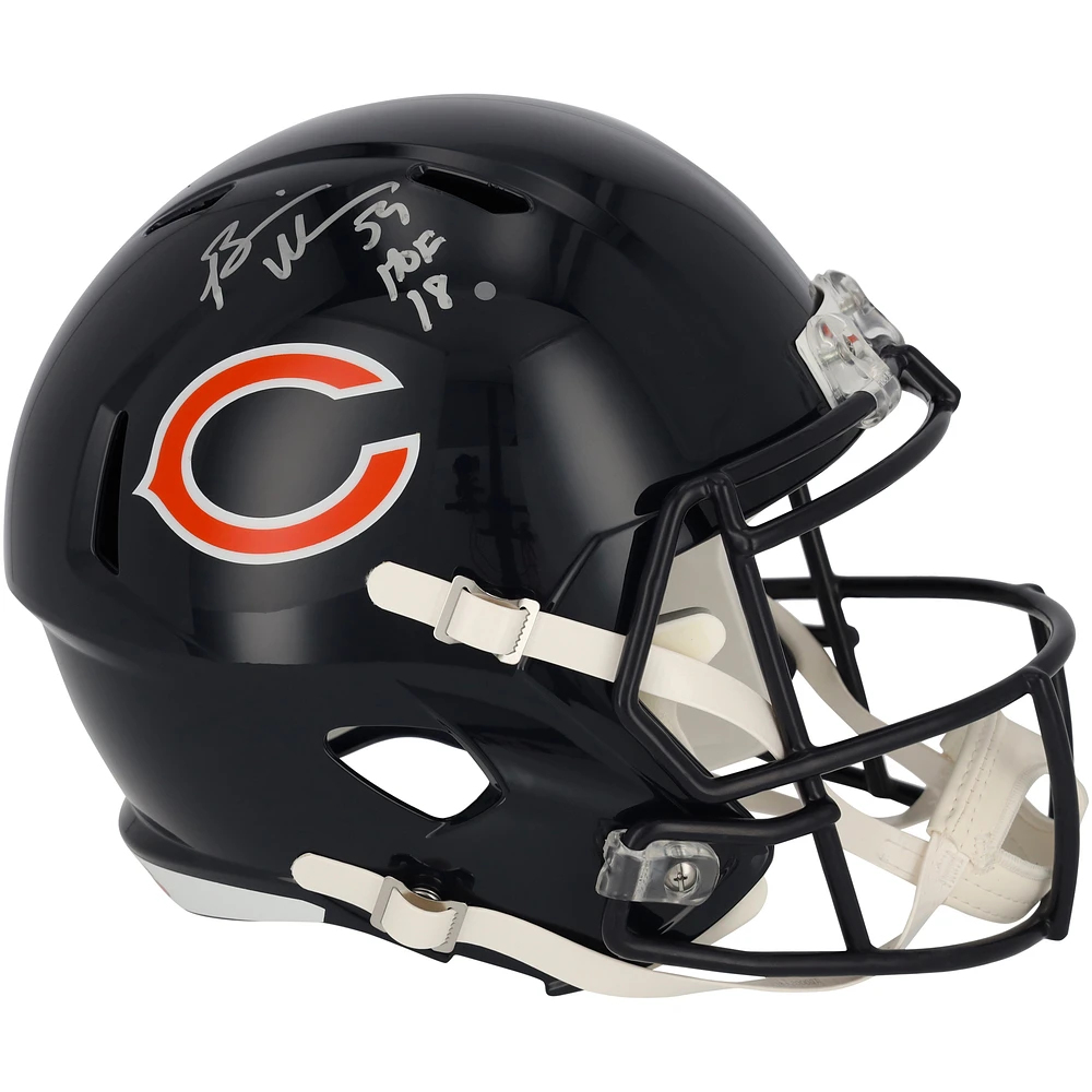 Brian Urlacher Chicago Bears Autographed Riddell Speed Replica Helmet with "HOF 18" Inscription
