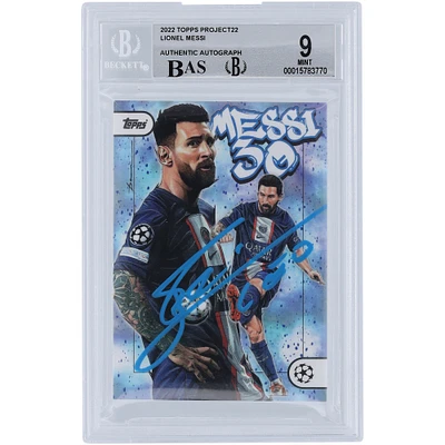 Lionel Messi Paris Saint-Germain Autographed 2022 Topps Project22 Dai Tamura Week 24 #DT BAS Authenticated 9/10 Card - 9.5,8.5,9.5,9 Subgrades