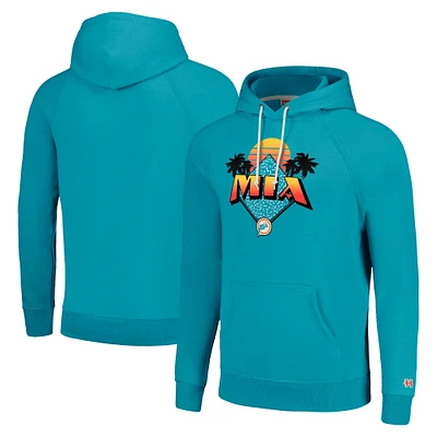 Unisex Homage Aqua Miami Dolphins Hyperlocal Raglan Pullover Hoodie