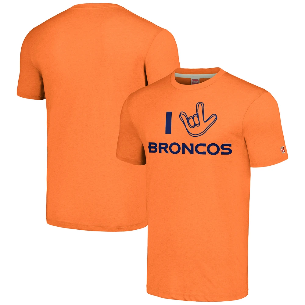 Unisex Homage Orange Denver Broncos The NFL ASL Collection by Love Sign Tri-Blend T-Shirt