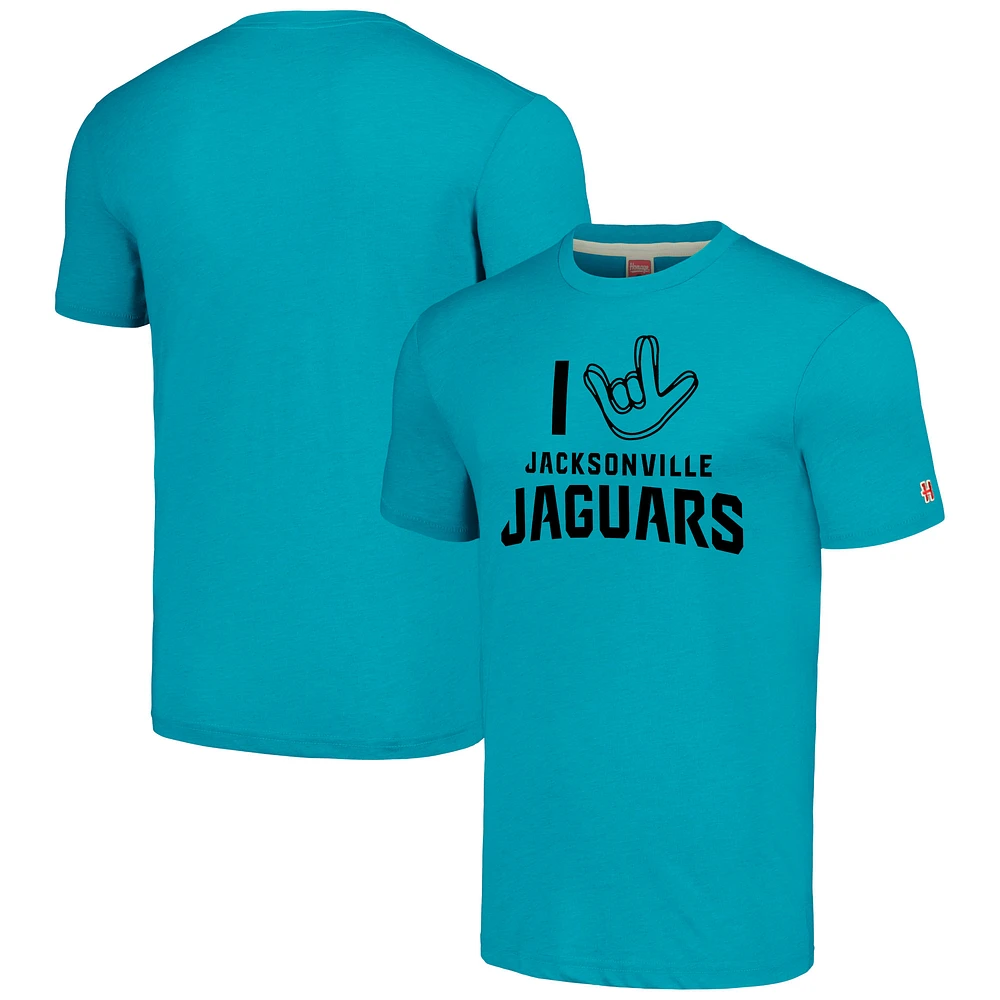 Unisex Homage Teal Jacksonville Jaguars The NFL ASL Collection by Love Sign Tri-Blend T-Shirt