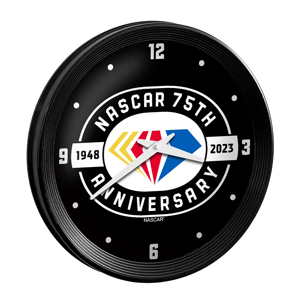 NASCAR 75th Anniversary 15" Ribbed Frame Wall Clock