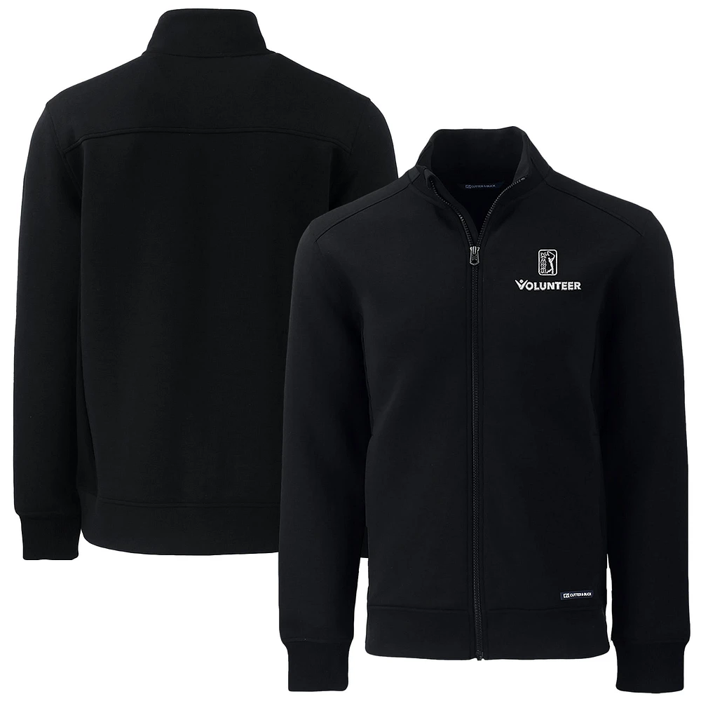 Men's Cutter & Buck Black PGA TOUR Volunteers Big Tall Roam Eco Recycled Full-Zip Jacket