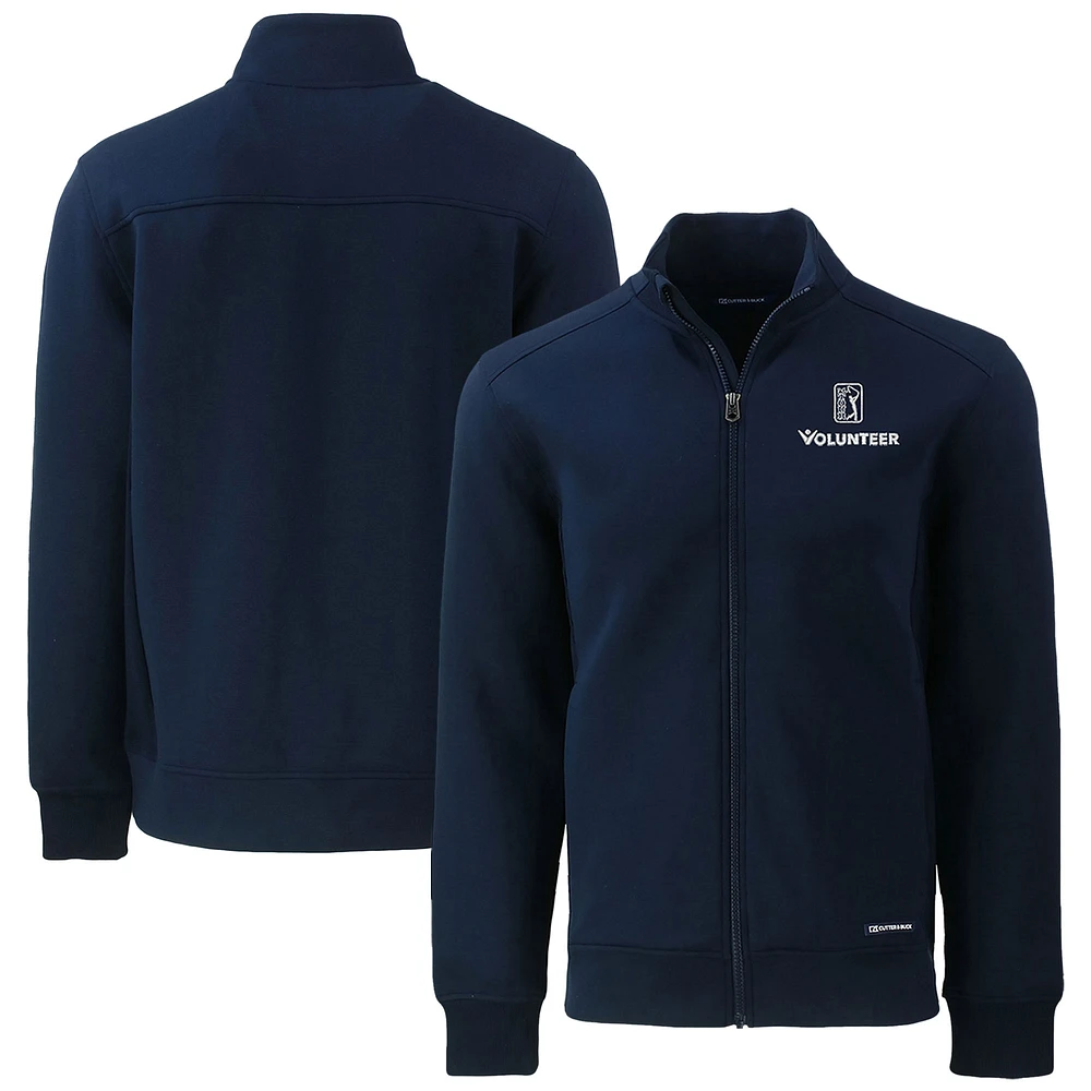 Men's Cutter & Buck Navy PGA TOUR Volunteers Big Tall Roam Eco Recycled Full-Zip Jacket