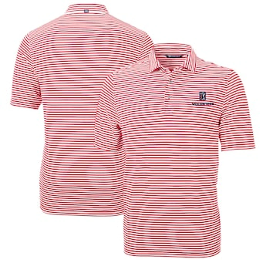 Men's Cutter & Buck PGA TOUR Volunteers Big Tall Virtue Eco Pique Stripe Recycled Polo